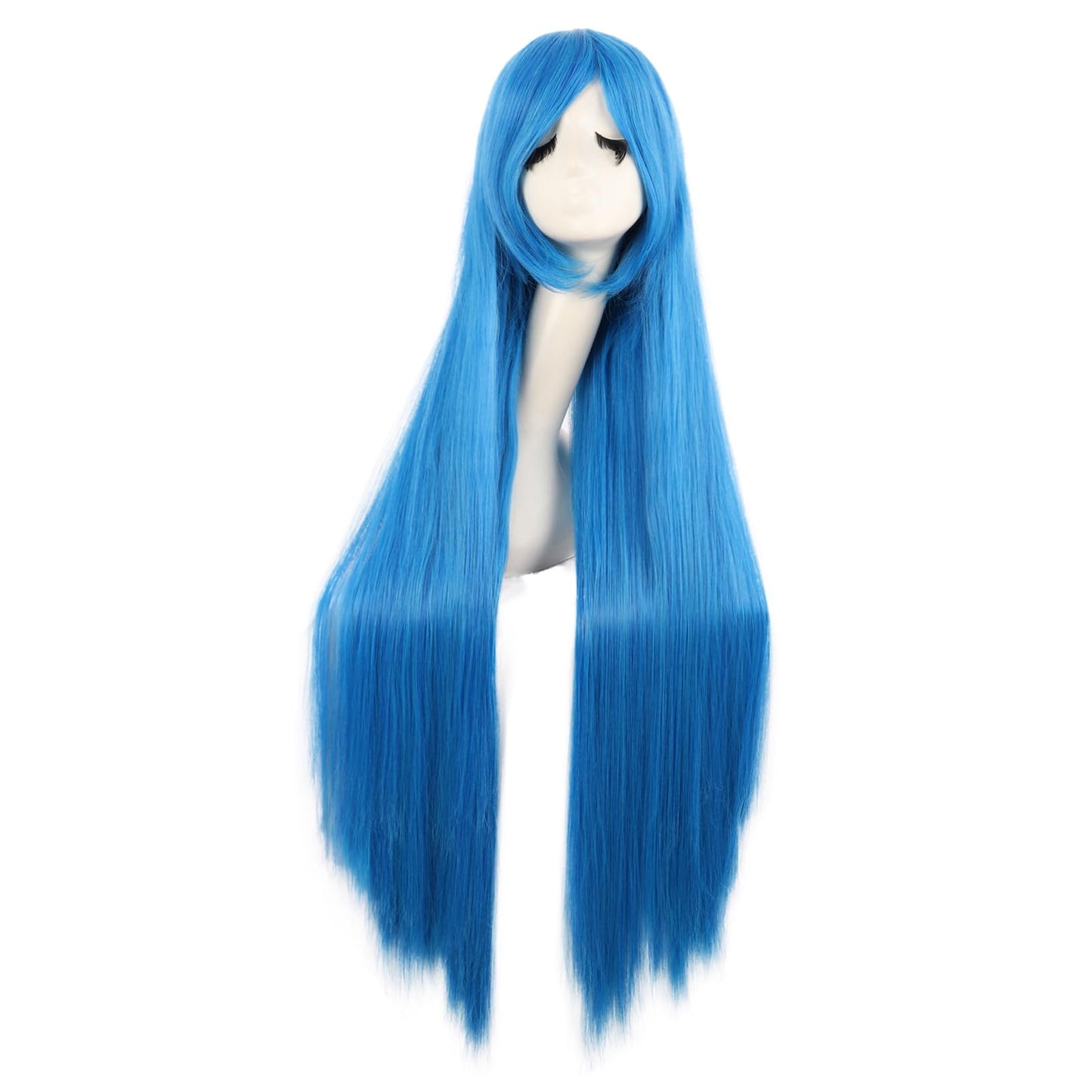 MapofBeauty 40 Inch/100 cm Anime Costume Long Straight Cosplay Party Synthetic Wig (Mixed Vivid Blue)