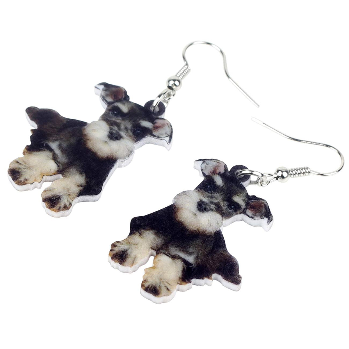 DUOWEI Acrylic Schnauzer Dog Earrings Sweet Pets Dangle Drop Jewelry for Women Ladies Dog Lovers Fancy Gifts (Black)