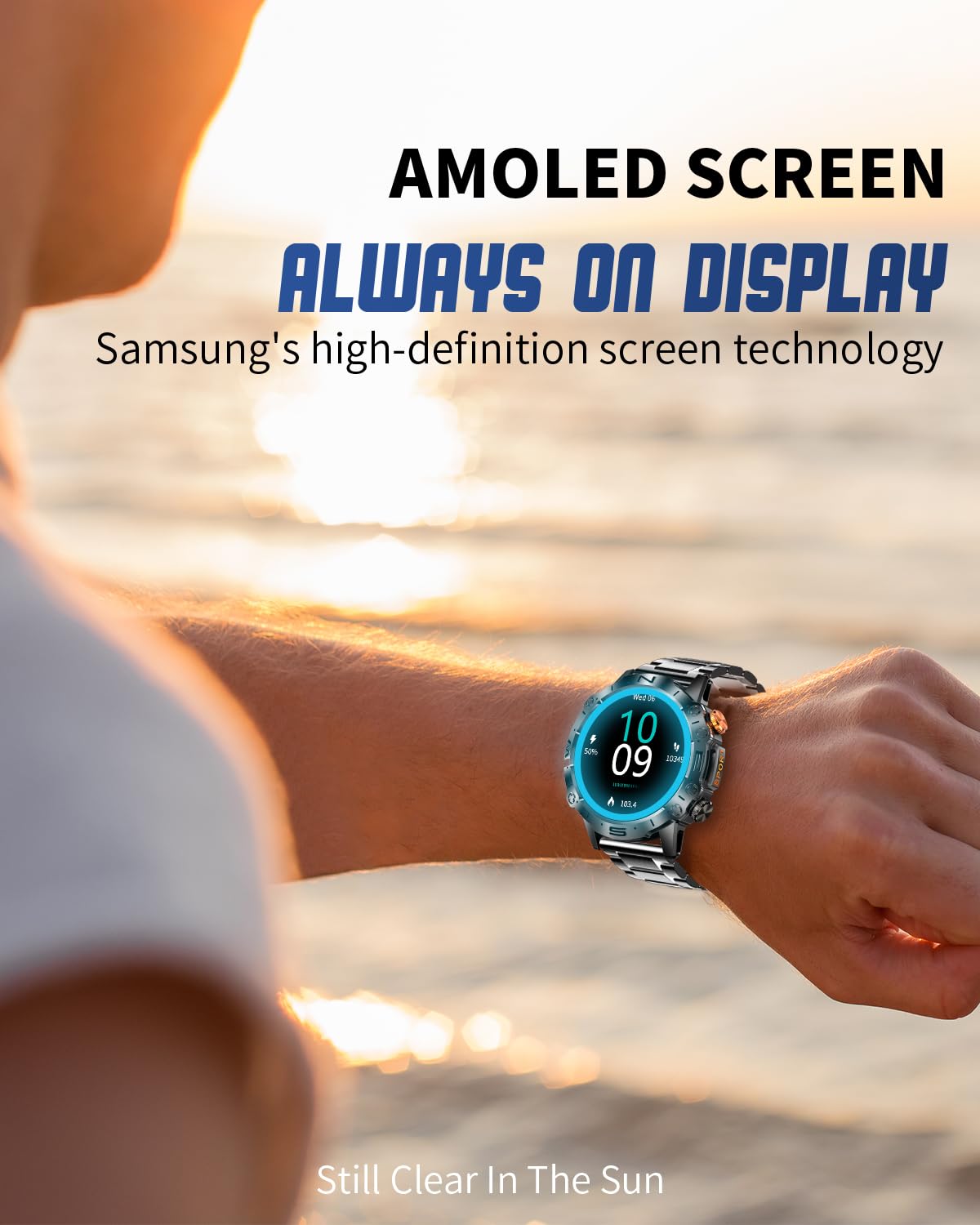 Podoeil Military Smart Watches For Men With 1.43 Amoled Screen, Sports Tracking/Waterproof Tactical Smartwatch, Compatible For A