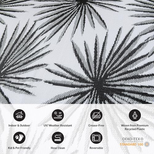 Rugshop Floral Tropical Reversible Crease-Free Waterproof Premium Recycled Plastic Outdoor Rugs for Patio,Backyard,RV,Dec...
