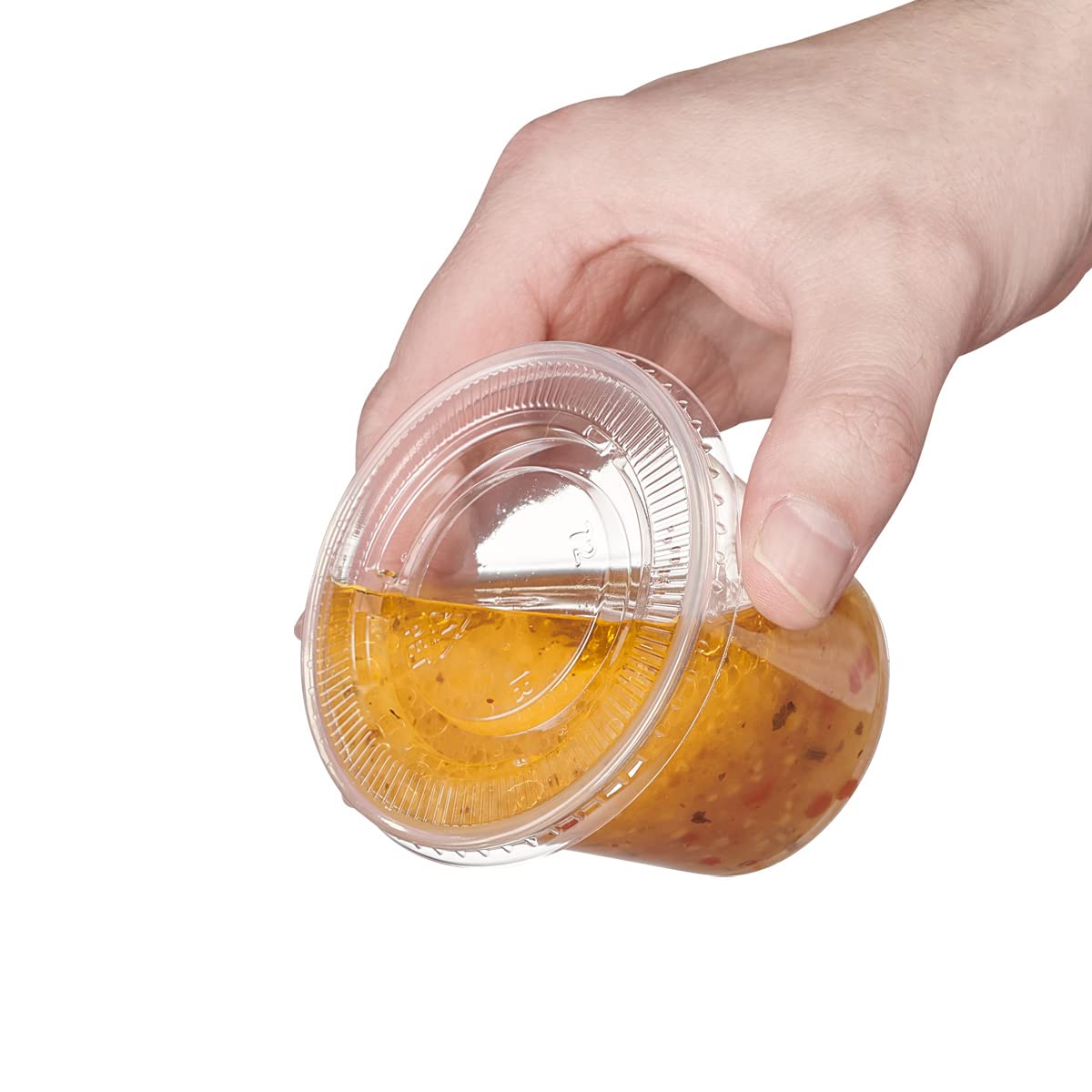 GUSTO [5.5 oz. - 200 Count Clear Disposable Plastic Portion Cups with Lids - Soufflé Cups, Jello Shot Cups With Lids, Clear Plastic Containers Perfect for salad Dressing and More