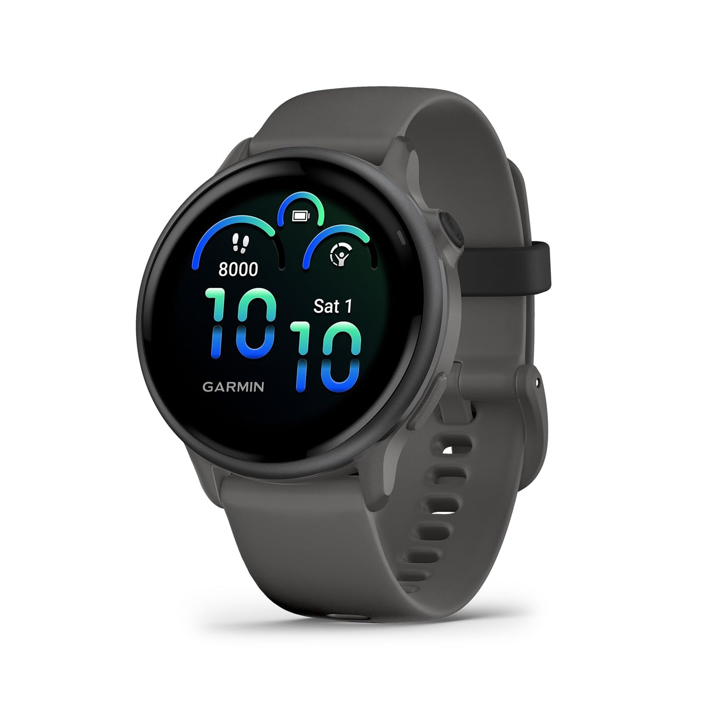 Garmin v  voactive 6, Health and Fitness GPS Smartwatch, AMOLED Display, Up to 11 Days of Battery, Pebble Gray with Slate Band
