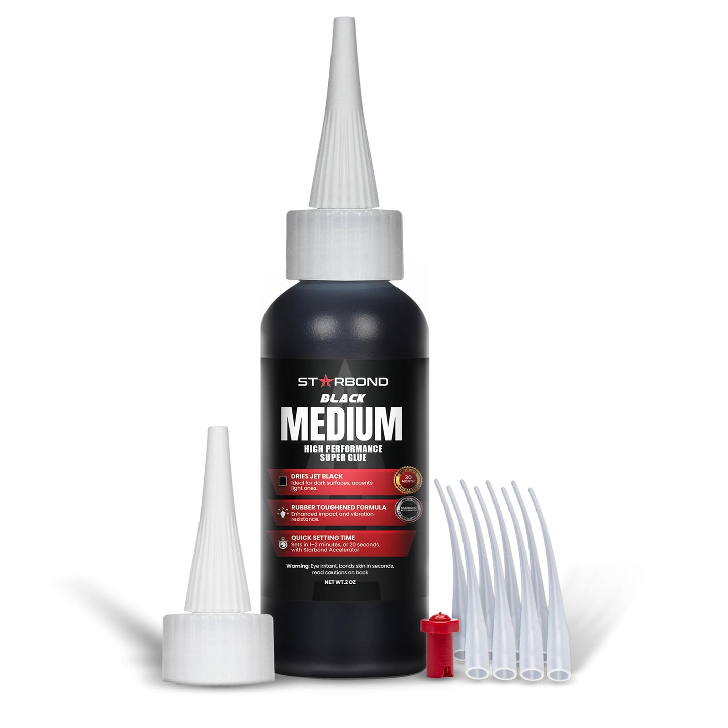 Starbond Black Medium CA Glue, Premium Cyanoacrylate Super Glue, Crack Filler 150 CPS Viscosity, for Woodworking, Woodturning, Carpentry, Guitar, RC, Hobby, 2oz