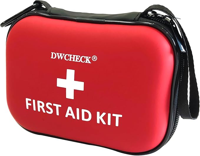 DWCHECK 160 Piece Mini First Aid Kit, Compact Waterproof Hard Shell Small Emergency Medical Kit for Travel, Car, Home, Off...