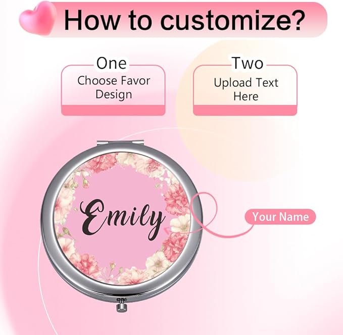 Eunigem Personalized Compact Mirror for Women-Custom Mirror Gifts for Bridesmaid,Wedding,Birthday,Mom,Friend,Wife,Christian