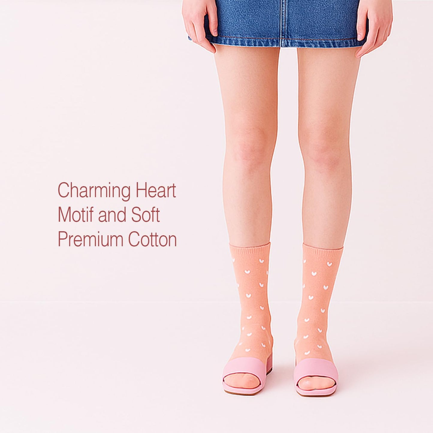 LAVIENTOES Women’s Cute Heart Pattern Crew Socks – 3 Pairs Colorful Novelty Gift Set – Soft Cotton Cozy Socks for Casual Wear