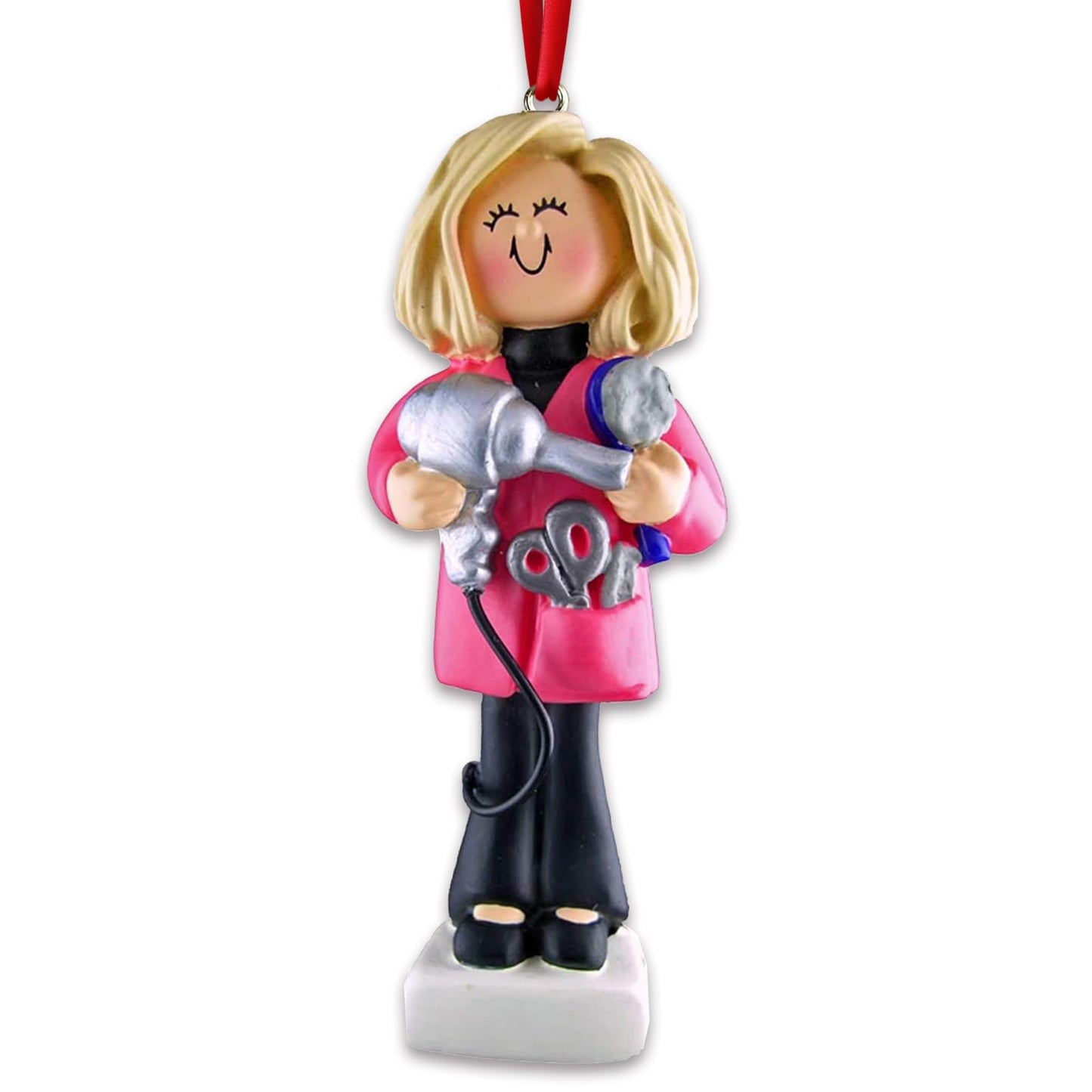 Personalized Hairdresser Ornament 2025 | Custom Name & Year | Blonde Stylist Holding Hairdryer & Scissors – Unique Xmas Tree Keepsake Gift for Hair Stylist, Beautician, Salon Lover, Hair Dresser Decor