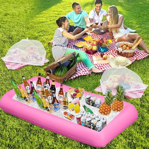 Ice Buffet Serving Tray Drink Cooler with Drain Plug,Inflatable Ice Serving Buffet Bar Inflatable Cooler for Parties Food ...