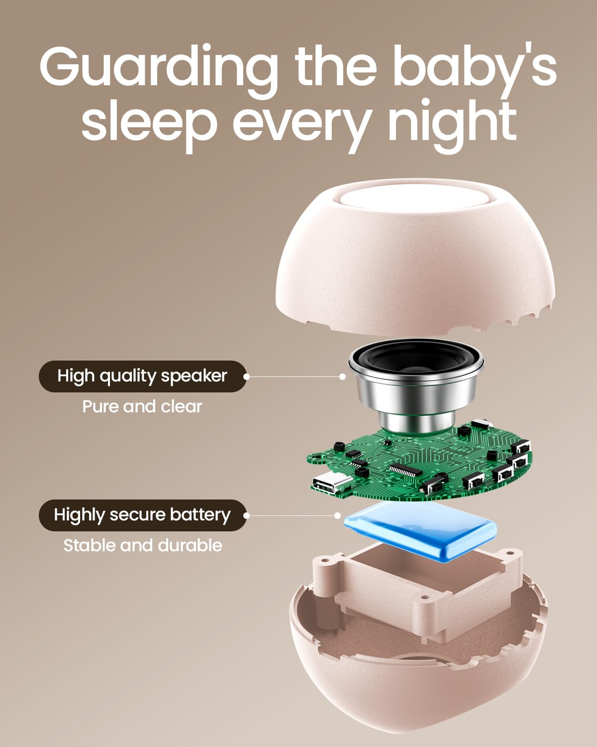 CHICWAY 2026 Mom's Choice Awards, Portable Sound Machine for Baby Adult, AI Cry Detection, 18 Soothing Sound, Bluetooth Rechargeable White Noise Machine for Home Office Travel, Nursery Light, Pink