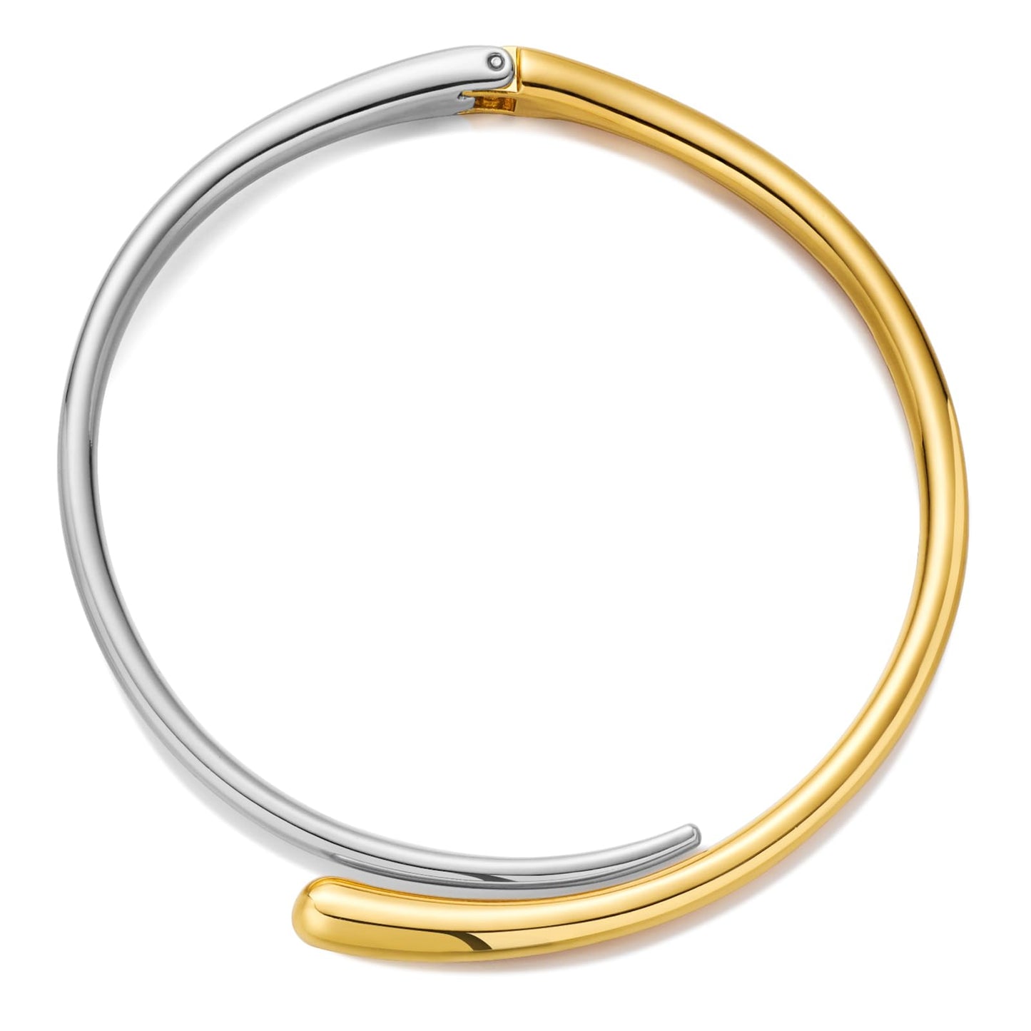 WOWORAMA Two Tone Cuff Choker Necklace for Women Gold Silver Chunky Choker Collar Necklace Mixed Metal Statement Choker Necklace