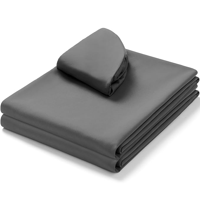 Comfyanno Massage Table Sheets Sets, 3 Pcs Professional Microfiber Massage Bed Cover Sheets, Soft, Light-Weight, Stain & Wrinkle Resistant, Includes Flat & Fitted Sheet, Face Cradle Cover - Gray