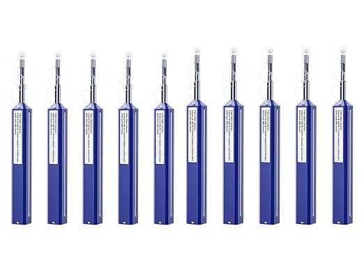LC Fiber Cleaner Pen - 10 Pack - 1.25mm LC Fiber Optic Cleaning Pen with Dual Action Connector Cleaner & Endface Cleaning Action