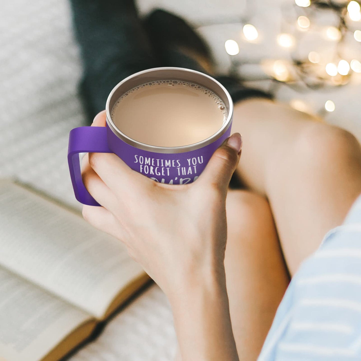 NOWWISH Inspirational Gifts for Women Wife, Sometimes You Forget You're Awesome Coffee Mug, Birthday Mothers Day for Mom Daughter Wife, 14Oz Purple