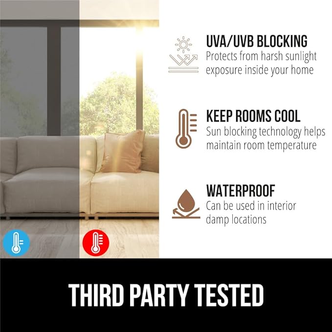 GORILLA GUARD Two Way Sun Blocking Window Privacy Film, 29.5" x 78.7", Strong Static Clings to Glass Windows, Peel and Stick, Removable No Residue Stickers, Decorative Bathroom Door Coverings, Frosted