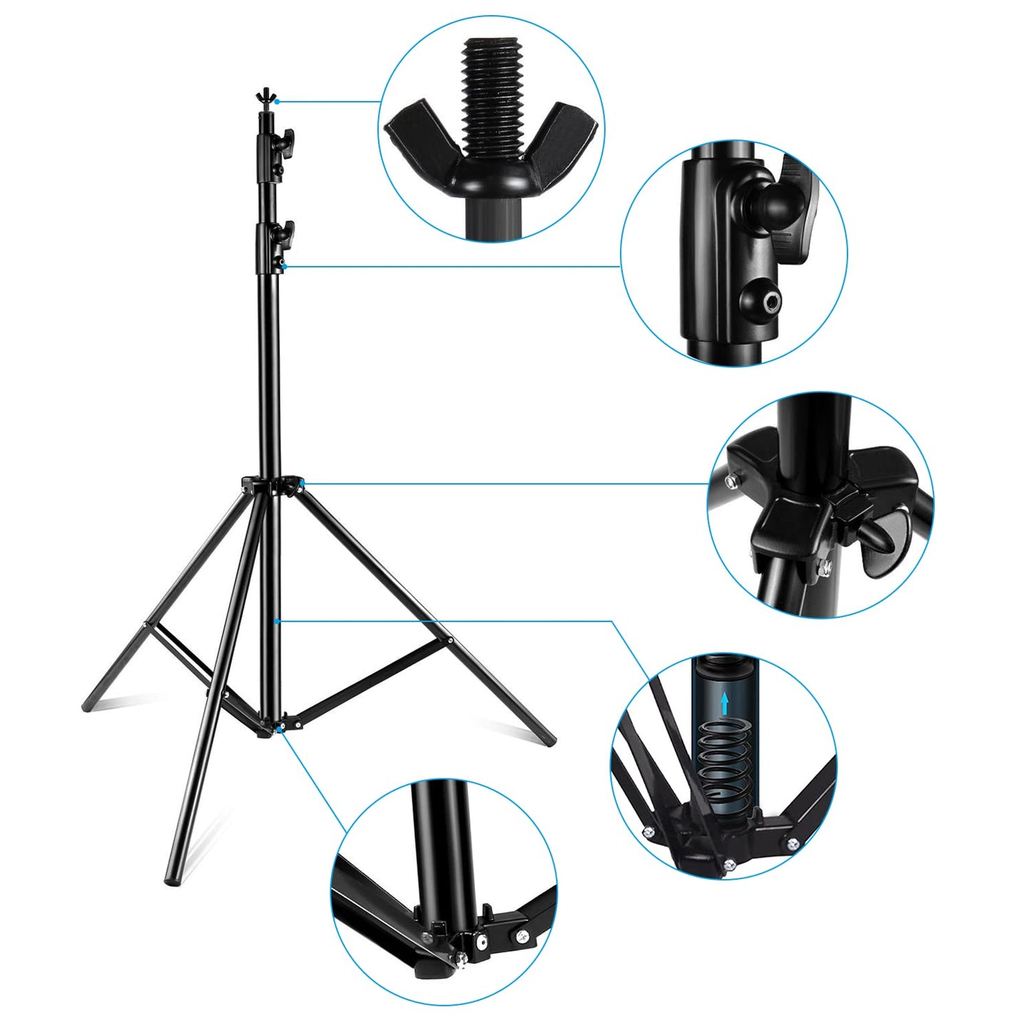 SLOW DOLPHIN Photo Video Studio Triple Crossbar 10 (W) x 8.5 (H) ft Adjustable Photography Backdrop Background Support Stands, with Mounting Bracket and 6 Pcs Spring Clamp, Carry Bag