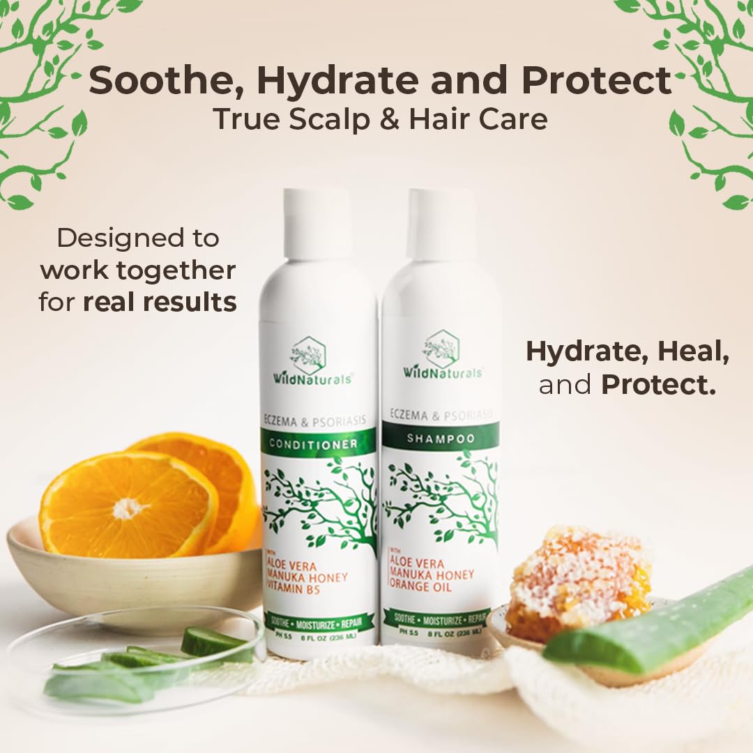 Eczema Psoriasis Shampoo & Conditioner Set for Men & Women - Anti Dandruff Shampoo for Dry Scalp & Hair - Seborrheic Dermatitis