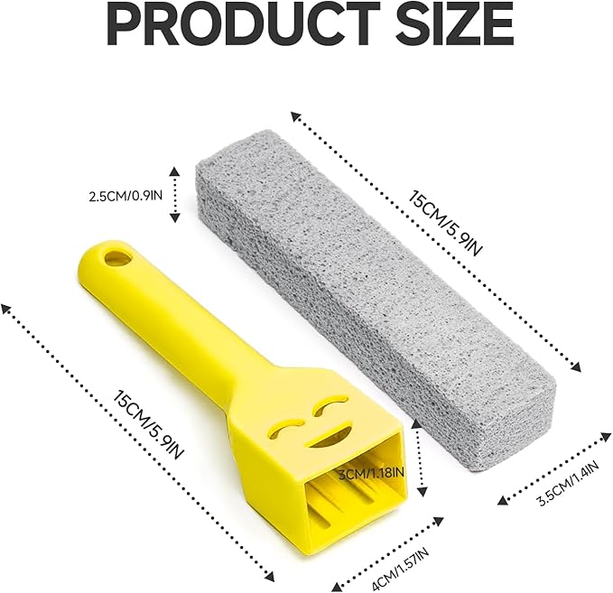 3 Pack Pumice Stone for Cleaning Oven, Cleaning Pumice Stone for Stove, with Extra Long Reusable Handle Replacement Heads, Stick Cleaner for Cleaning Kitchen Stains and Hard Water Rings