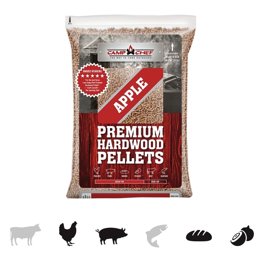 Camp Chef Orchard Apple BBQ Pellets, Hardwood Pellets for Grill, Smoke, Bake, Roast, Braise and BBQ, 20 lb. Bag