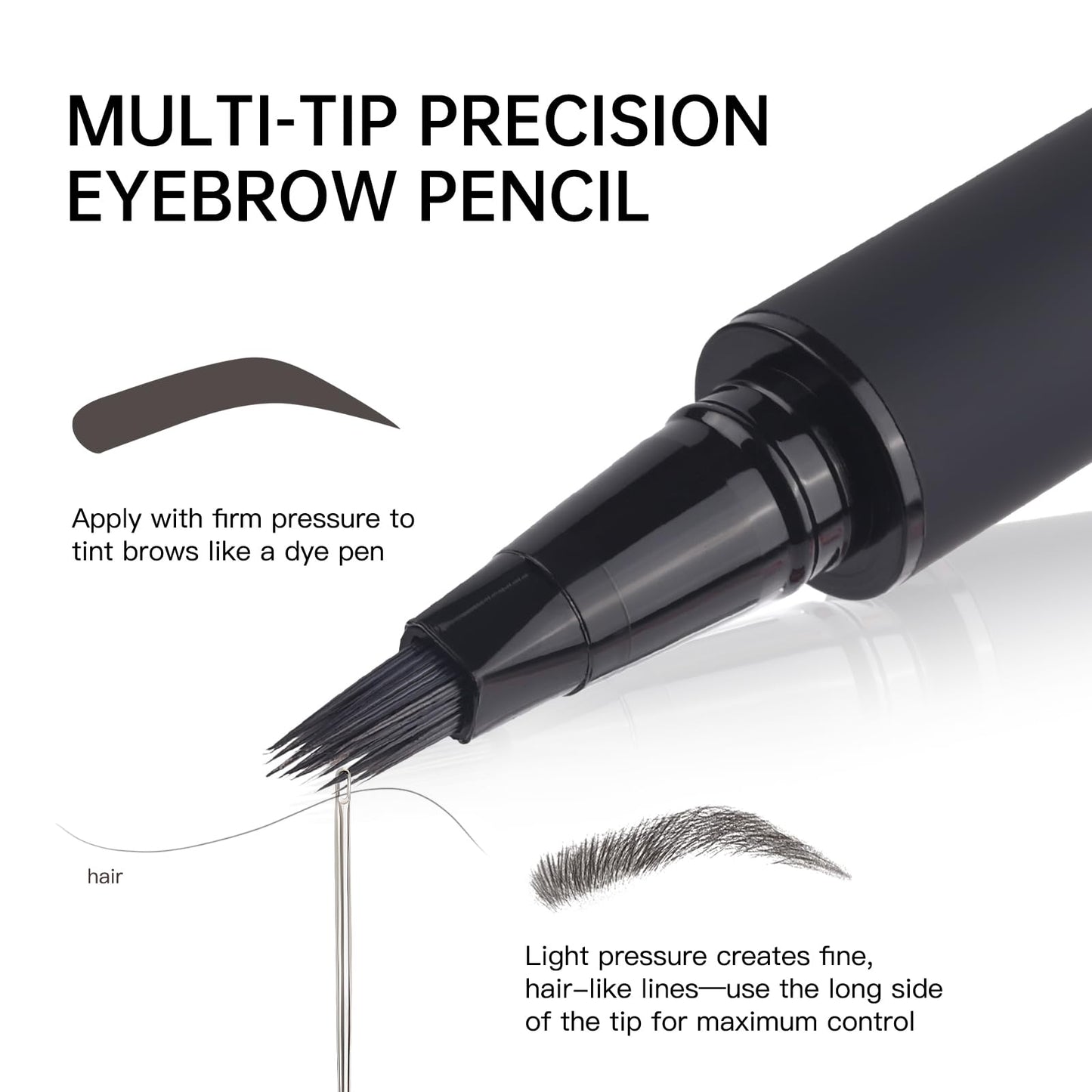 Microblading Eyebrow Pencil Kit-Angled Square Tip Liquid Eyebrow Pencil,Shaping and Filling Brow Definer Pen with Brush & Refill