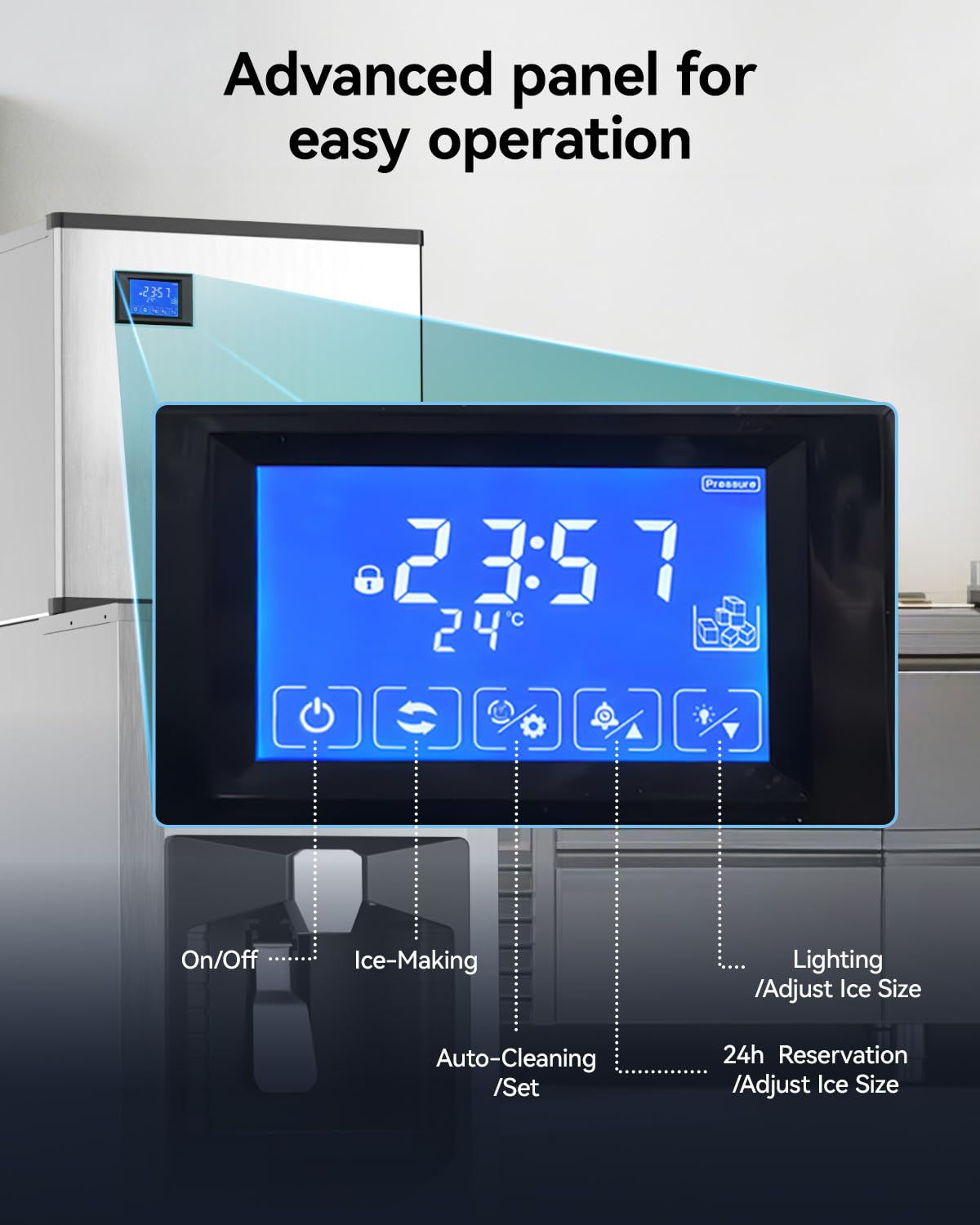 EUHOMY Commercial Ice Maker Machine 400Lb/24H, Ice Ready in 10-15 min,SECOP Compressor, Industrial Ice Machine with 130Lbs Automatic Ice Bin Dispenser, Ice Maker Machine for Hotel/Restaurant/Business