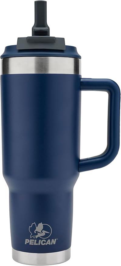 HydrationHub USA Pelican Porter™ Dual - 40 oz. Dual Lid, Recycled Double Wall Stainless Steel Travel Tumbler, Midnight