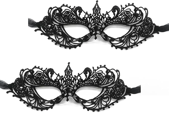 TFTSR Masquerade Masks for Women Couples & Men - Lace Adults Party Costume Venetian Dress & Mardi Gras Mask in Gold & Black