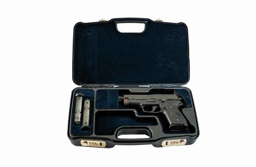 Negrini HYBRID Pistol Carrying Case - RMR Cut, Full Size, Combination Locking, Stackable - Handgun Travel Case - Navy