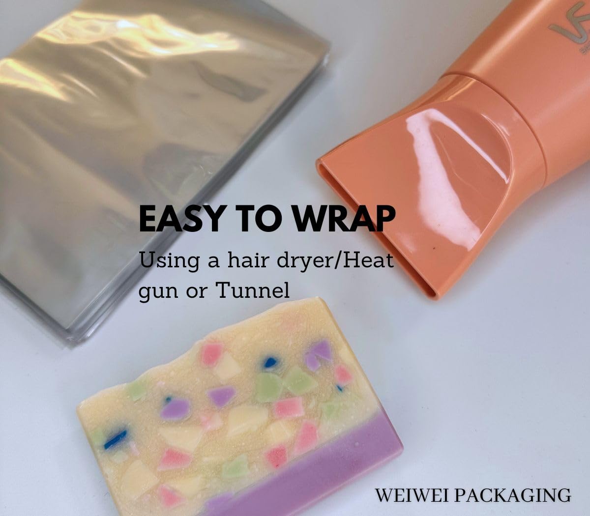 WeiWei - 500 PCS 4x6 inch PVC Shrink Wrap Bag Odorless 100 Gauge for Soap, Bath Bomb