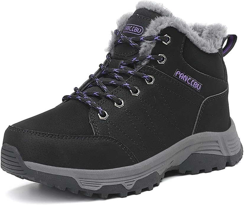 HANABIRA Women Waterproof Winter Ankle Snow Boots Non-Slip Hiking Boots with Warm Fur Lined Winter Walking Boots Sneakers ...