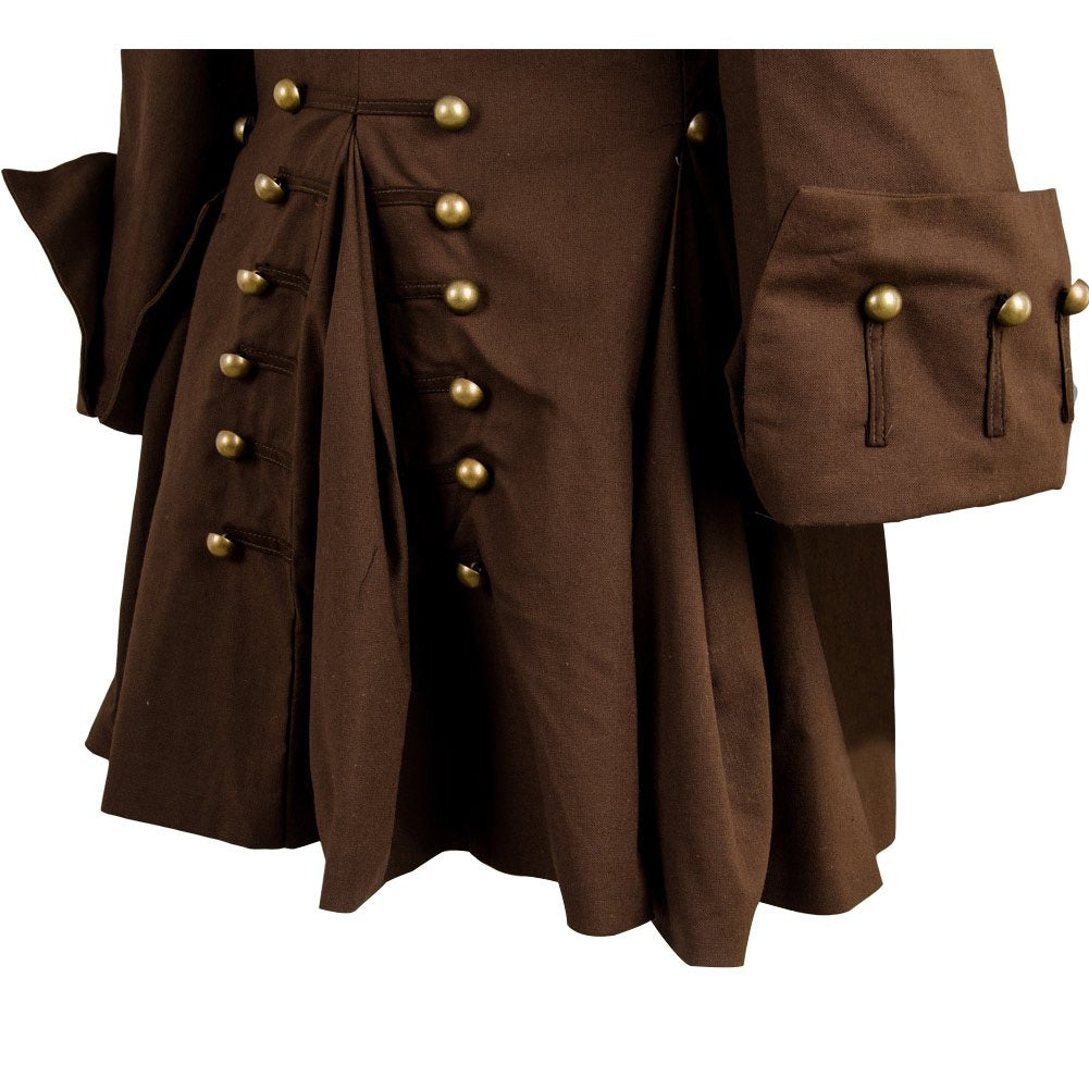 Nasfotim Men's Medieval Pirate Steampunk Captain Halloween Cosplay Costume Coat, Brown, Large