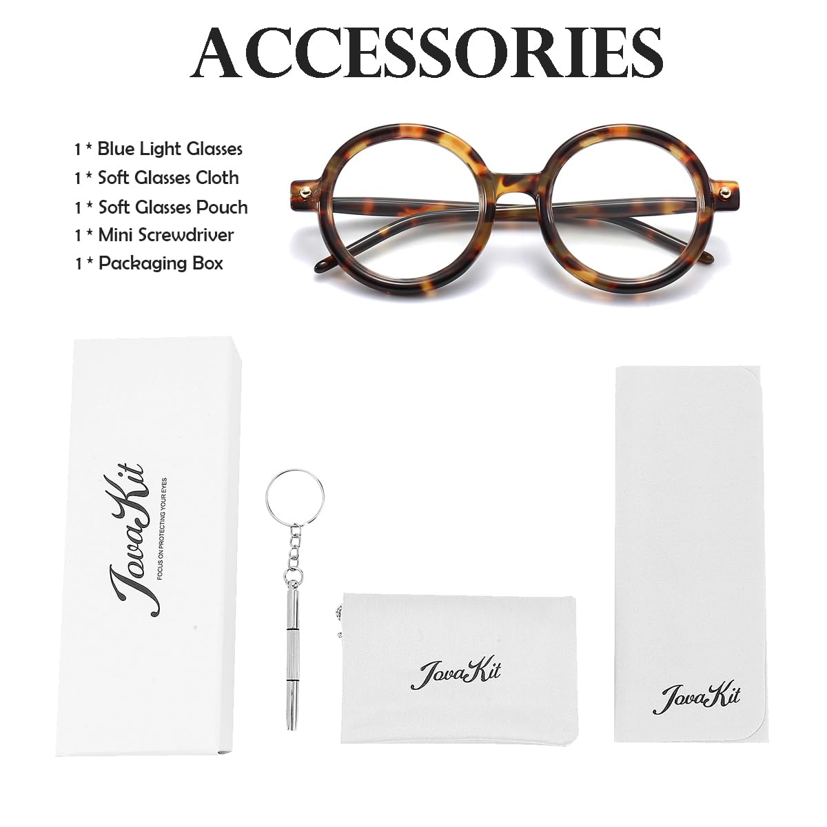 JOVAKIT Retro Round Blue Light Glasses for Women Men Fashion 90s Round Frame Glasses Style Computer Eyeglasses (Tortoise)