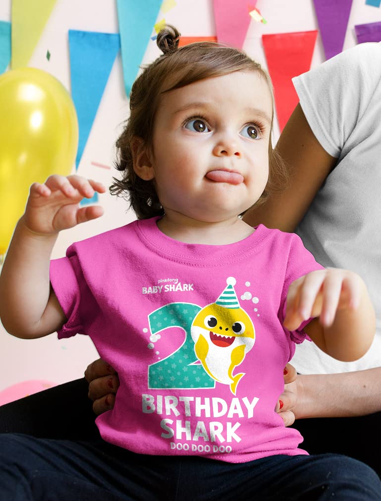 Baby Shark 2nd Birthday Shirt - Toddler Outfit for 2 Year Old Boy or Girl - Cute Kids Party Tee 2T Pink
