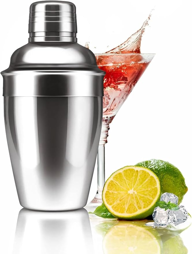 Zrorgons Stainless Steel Cocktail Shaker - Classic Martini Mixer with Built-in Strainer, Perfect for Home Bar or Bartender...