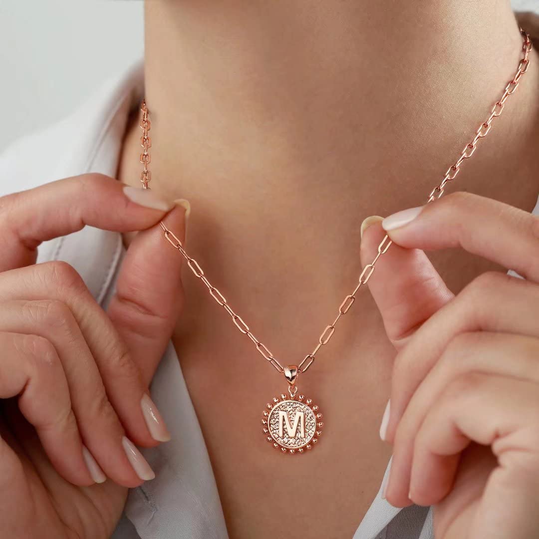 Ursteel Initial Necklace for Women - Rose Gold Dainty Layered Letter L Necklaces for Women Trendy Rose Gold Choker Pendent Jewel
