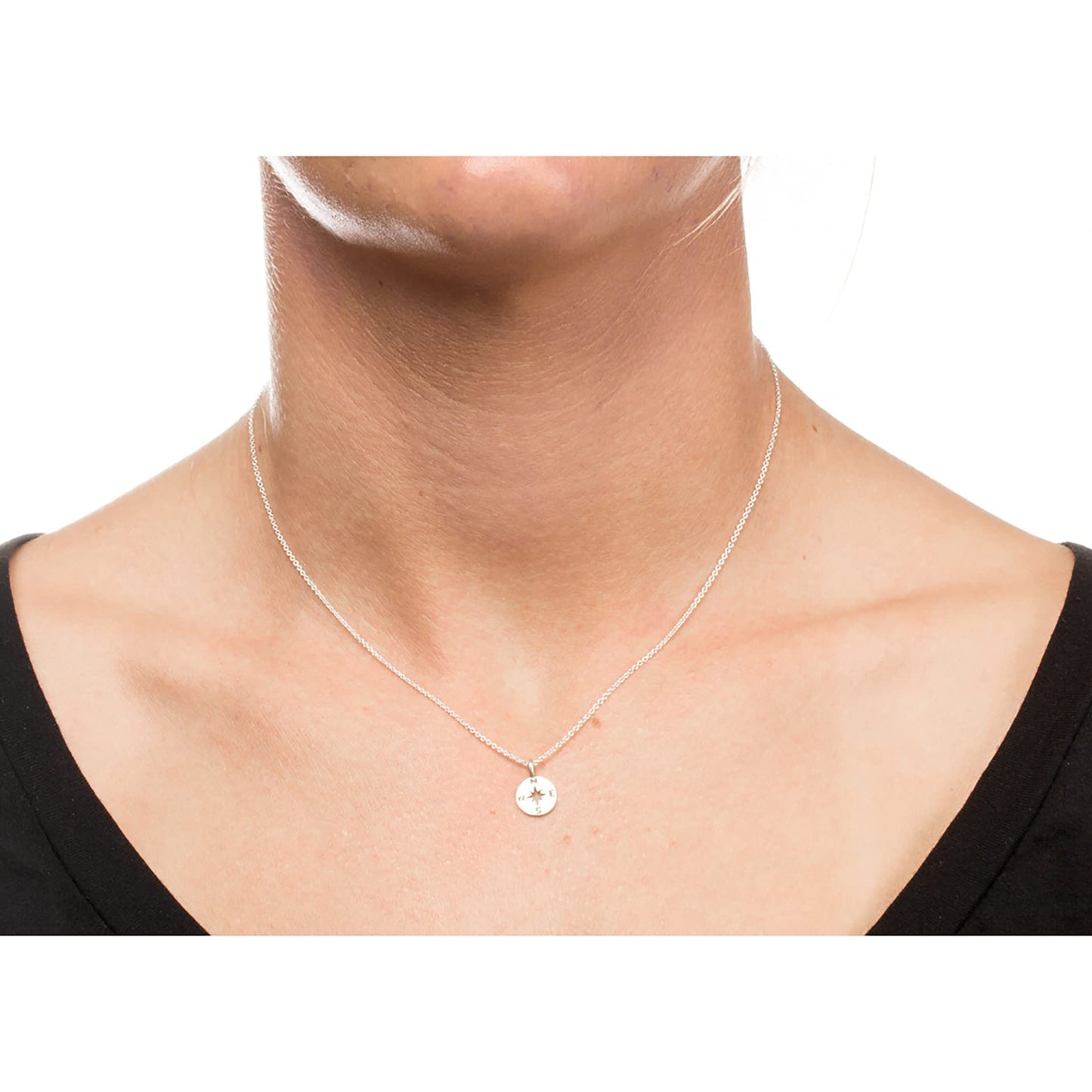 LANG XUAN Message Card Graduation Gift Compass Necklace Good Luck Bar Pendant Necklace for Women Jewelry