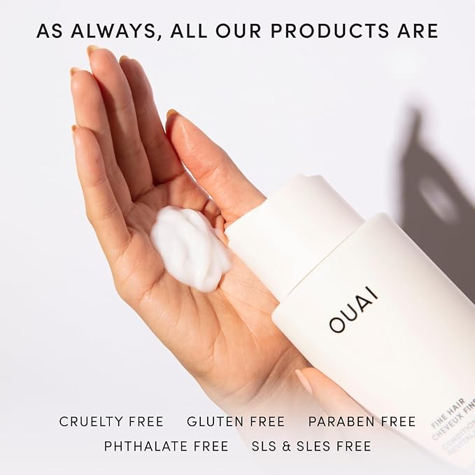 OUAI Fine Hair Conditioner Travel Size - Volumizing Conditioner for Fine Hair with Keratin, Biotin & Chia Seed Oil - Adds Softness, Bounce & Volume - Free from Parabens, Sulfates & Phthalates (3 Oz)