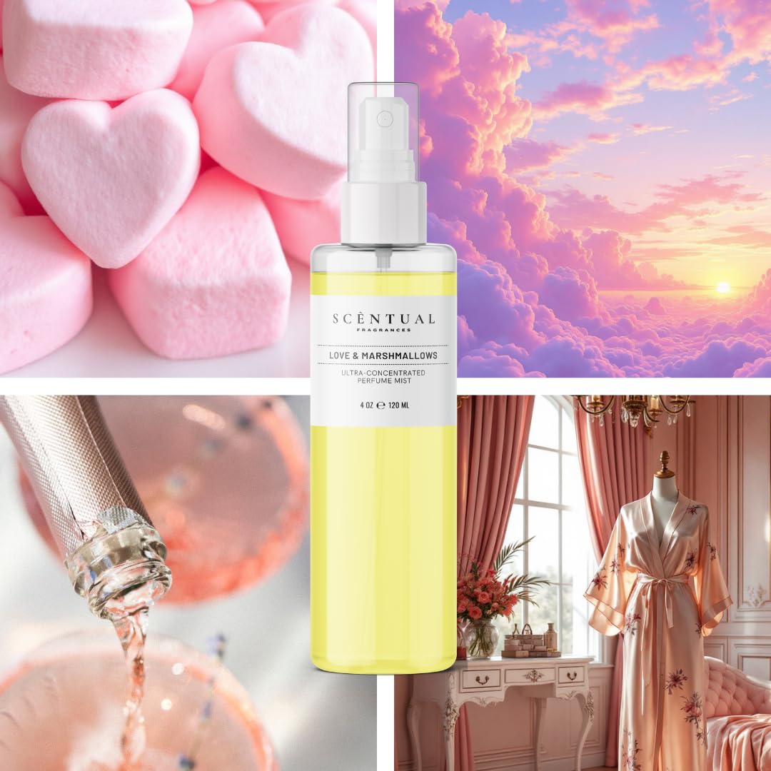 Scentual Fragrances, Luxury Perfume Oil, Ultra-Concentrated Women Roll-On Fragrance Oil, Long Lasting Rollerball Travel Mini Perfume, Vegan, Alcohol & Cruelty Free 10ml (Love & Marshmallows)