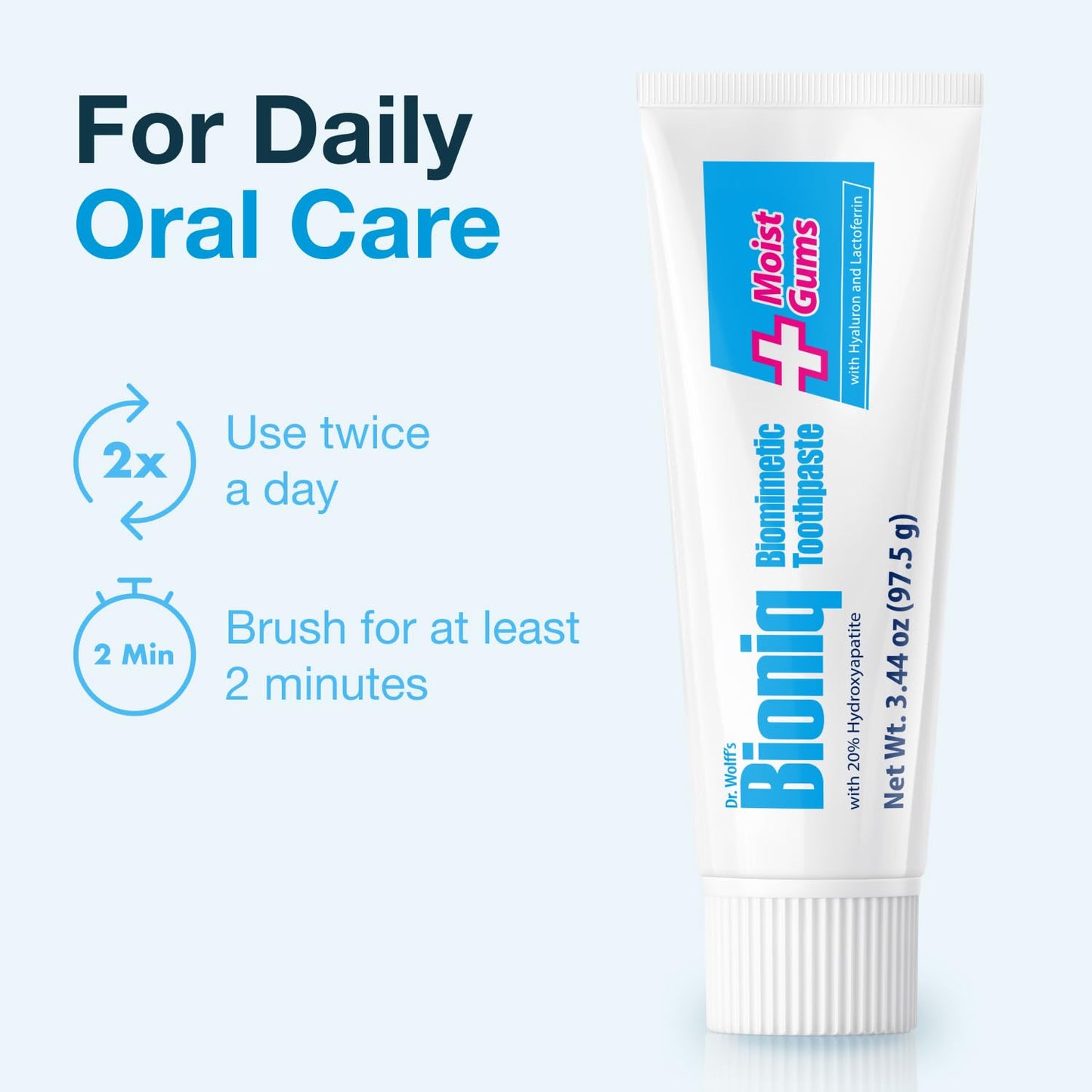 Bioniq Moist Gum Toothpaste with 20% Hydroxyapatite, Fluoride Free Toothpaste, Hydroxyapatite Clinically Tested, Expert Enamel Care with Mint Flavor I 3.44 oz 1 Pack