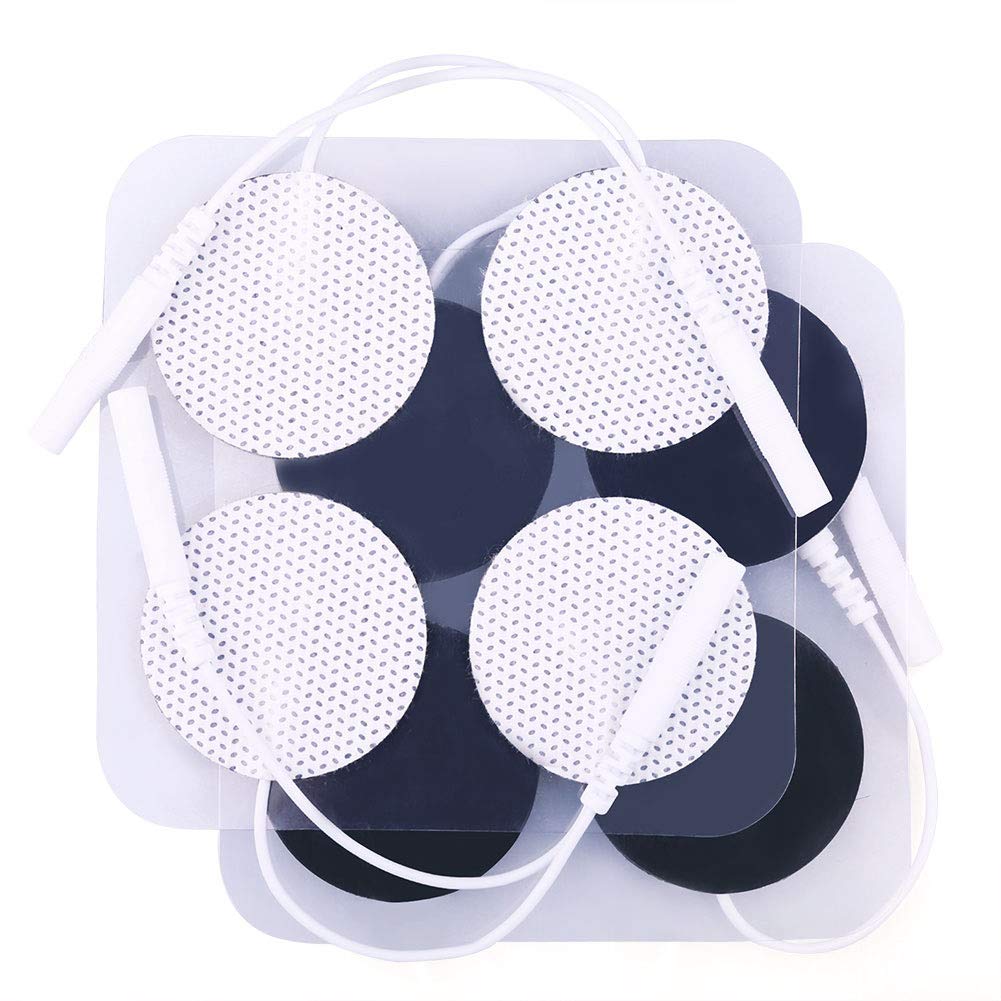 LotFancy TENS Unit Electrode Pads, 40PCS Round Electrodes Pads, 1.25" Reusable TENS Pads for EMS Muscle Stimulator, with 2.0 mm Pigtail Connectors