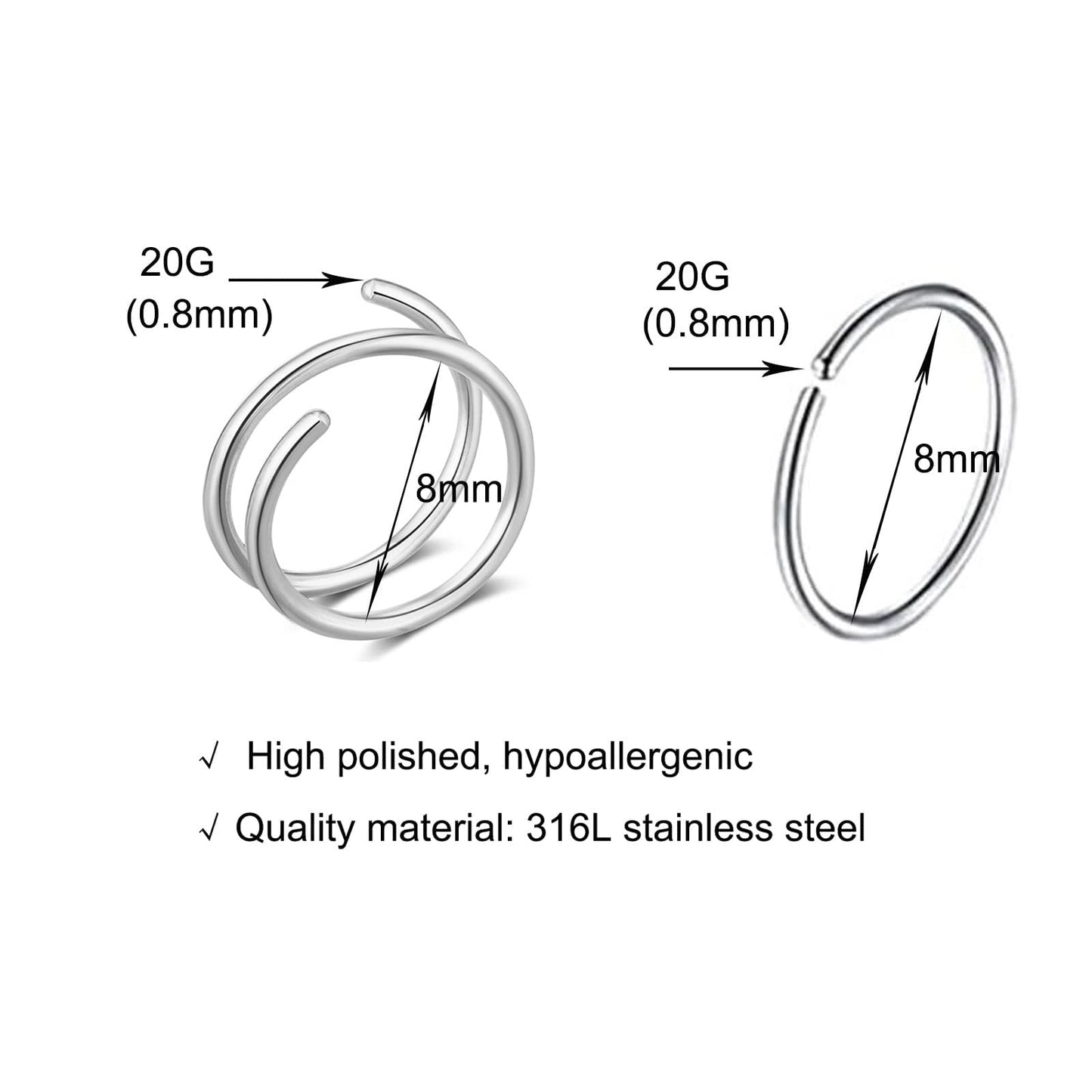 Double Hoop Earrings for Single Piercing,Double Earrings for One Hole, Handmade Cartilage Piercing, Twist Hoop Huggie Earrings f