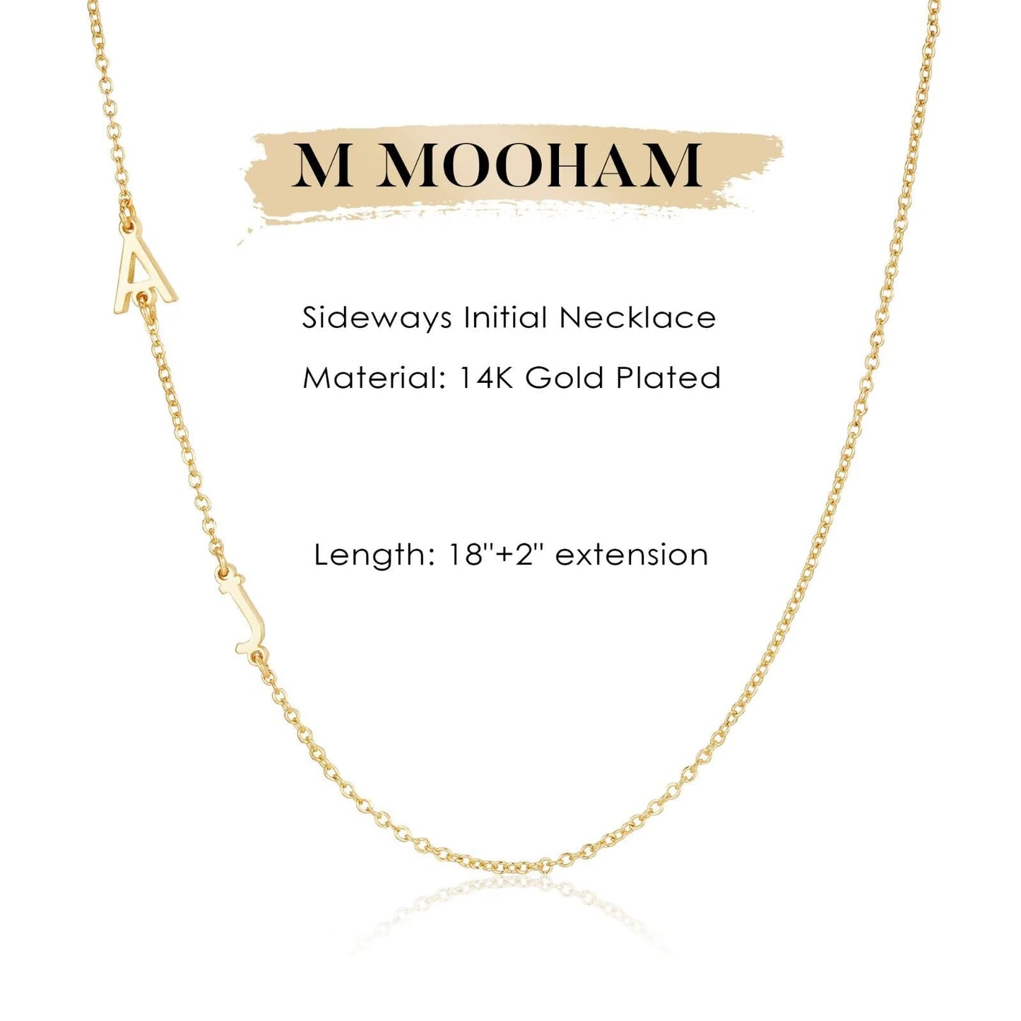 M MOOHAM Double Initial Necklaces for Women - Simple 14K Gold Plated Letter B Gold Initial E Sideways Necklace Jewelry Birthday Gifts for Women Wife Mom