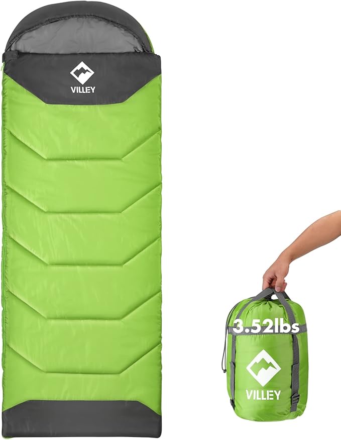 VILLEY Camping Sleeping Bag for Adults Boys and Girls, Lightweight Compact Backpacking Sleeping Bag for Outdoor, Travelin...