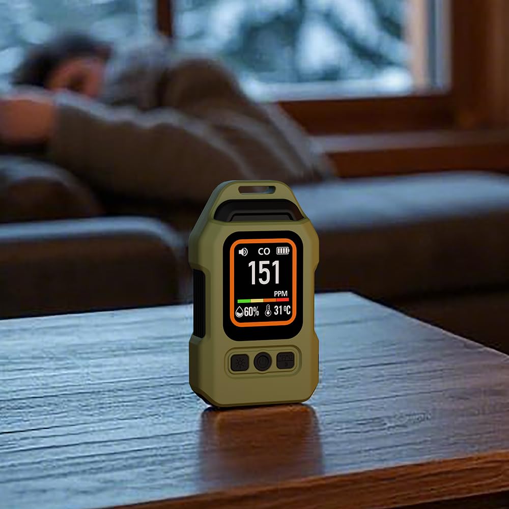 Portable 3-in-1 CO Detector with Audible & Visual Alarm, 300H Standby Battery, for Travel, Camping, Car, Hotel, RV - Essential for Travelers and Campers (Black)