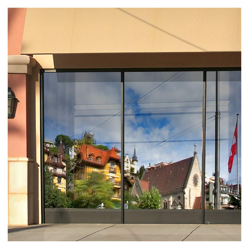 BDF S15 Window Film Daytime Privacy and Heat Control Mirror Silver 15 (Dark) - 24in X 24ft