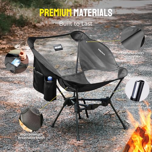 Mojest Portable Camping Chair – Compact Lightweight Folding Chair for Adults, Supports 330 lbs – Ideal for Backpacking Hik...