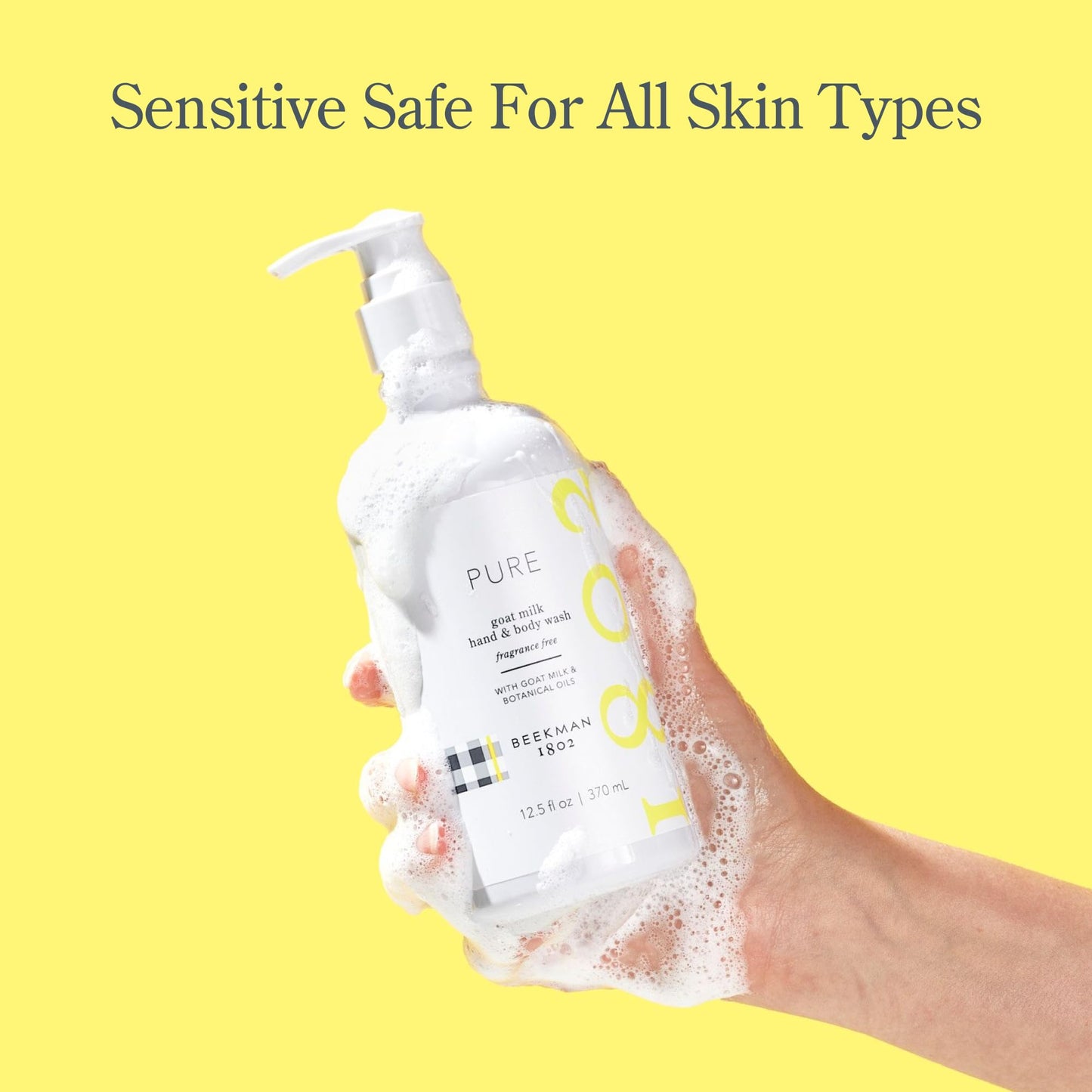 Beekman 1802 Goat Milk Hand Wash, Pure - Fragrance Free - 12.5 oz - Cleanses, Softens & Nourishes Skin - Rinses Away Impurities