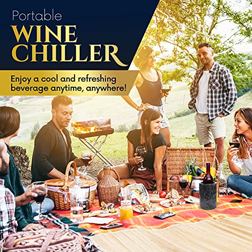 Homeries Marble Wine Chiller Bucket - Wine & Champagne Cooler for Parties, Dinner – Keep Wine & Beverages Cold, Wine Chill...