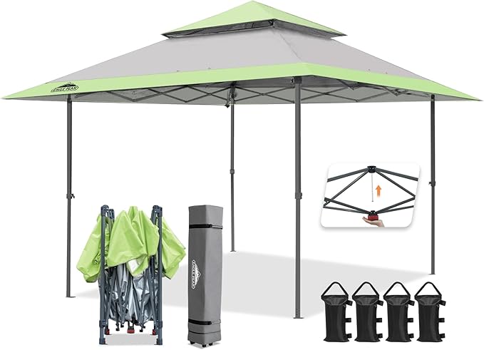EAGLE PEAK 13x13 Straight Leg Pop Up Canopy Tent Instant Outdoor Canopy Easy Single Person Set up Folding Shelter w/Auto E...