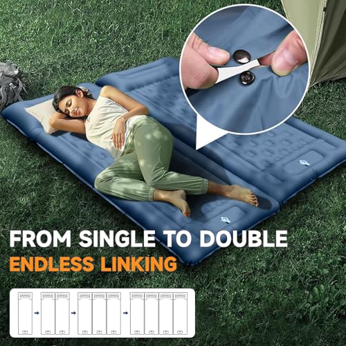 Aonhom Camping Sleeping Pad, 5" Ultralight Inflatable Sleeping Mat with Pillow, Built-in Foot Pump Inflatable Sleeping Pad...