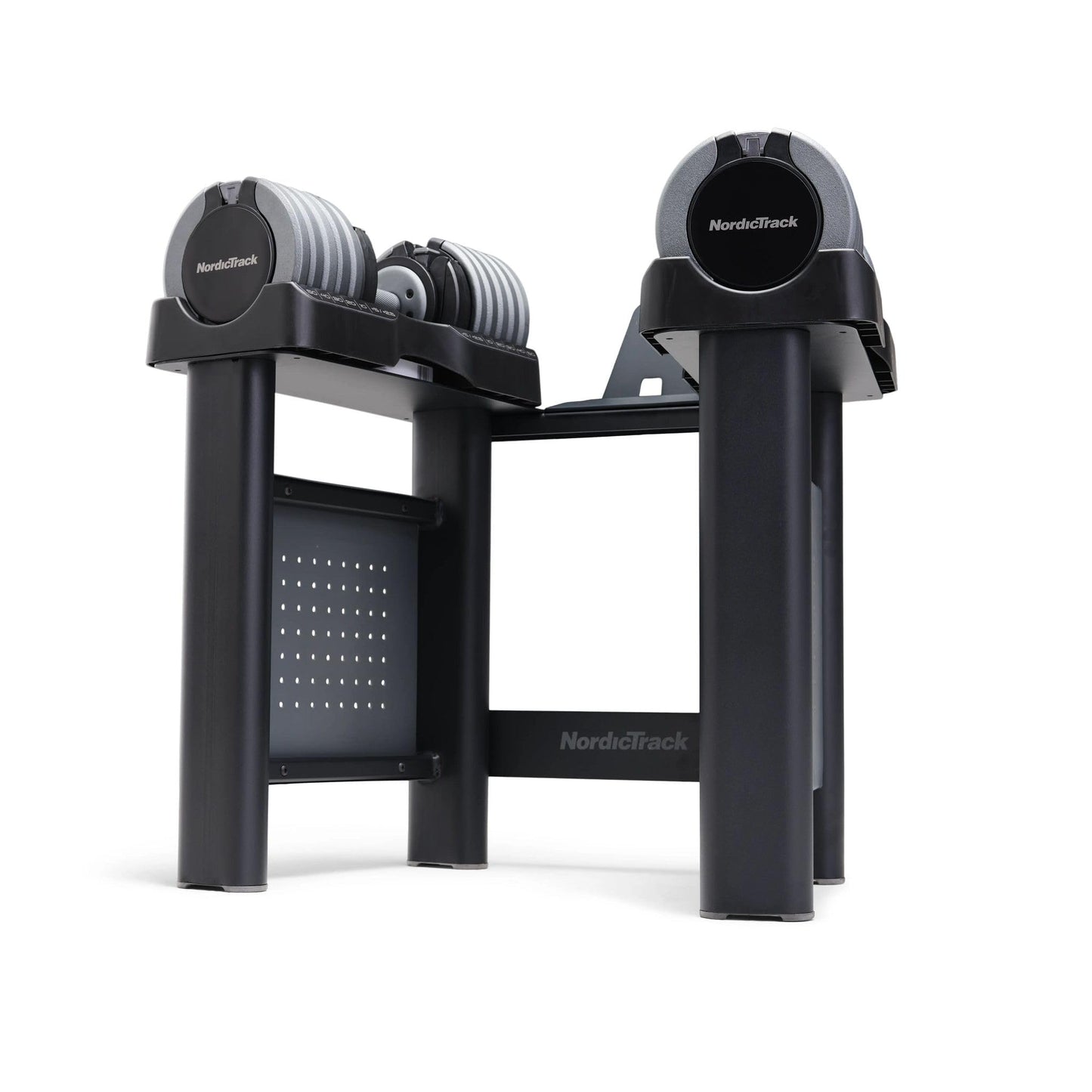 NordicTrack 55 lb Select-a-Weight Dumbbell Pair with Universal Dumbbell Stand Bundle